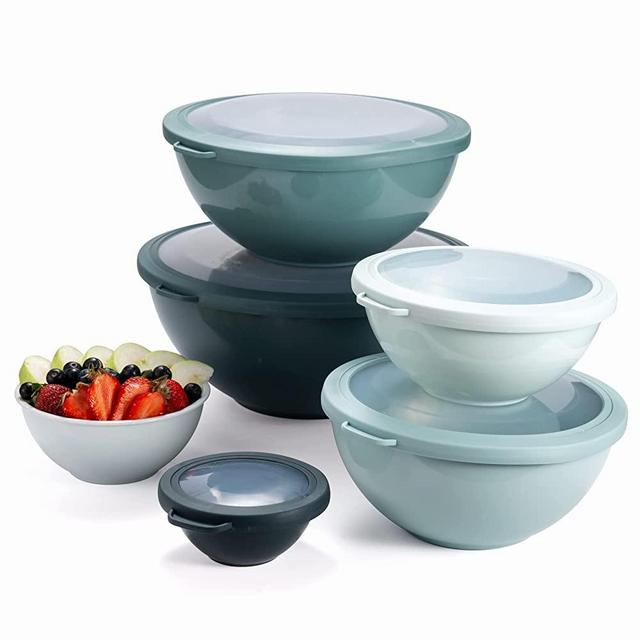 Cook with Color Mixing Bowls with TPR Lids - 12 Piece Plastic Nesting Bowls  Set includes 6 Prep Bowls and 6 Lids