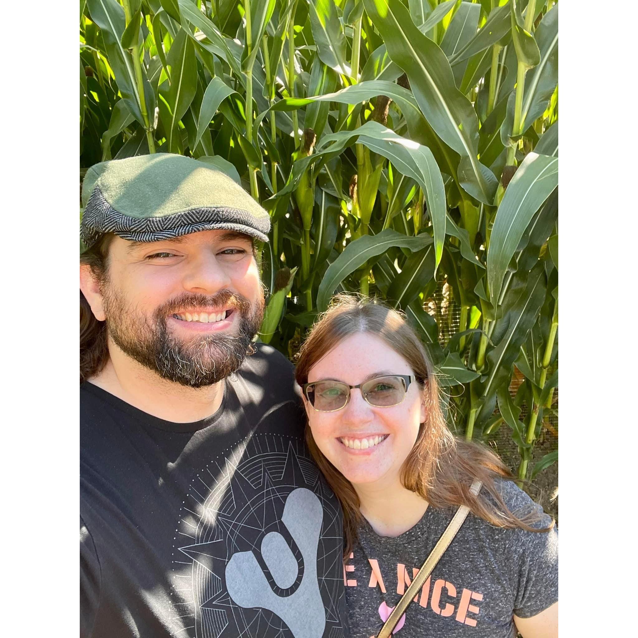 A recreation of our original corn maze selfie for our 1 year anniversary