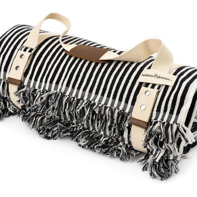 The XL Beach Blanket - Lauren's Navy Stripe