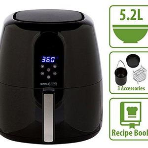 Simple Living 5.2L Digital XL Air Fryer. 3 Piece Accessory Set & Recipe Book. 7 Cooking Settings