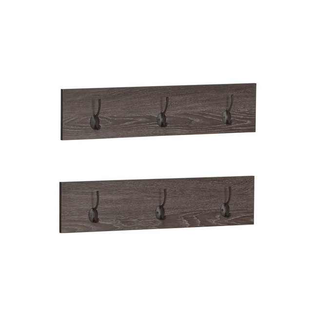 Set of 2 Afton 3 Hook Coat Racks Woodgrain - RiverRidge Home