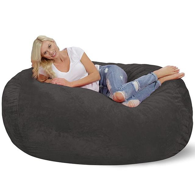 Chill Sack Bean Bag Chair, 6 ft Lounger, Ultrafur-Charcoal-Cover Only