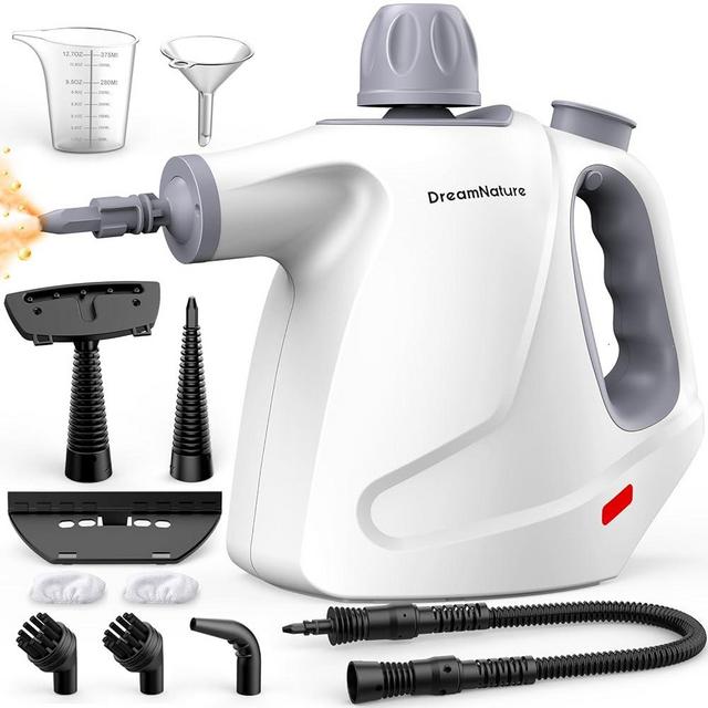 Multi-Surface Handheld Pressurized Steam Cleaner with 11-Pieces Accessories, 15.2OZ Hands-free Portable Steamer for Cleaning, Multipurpose Steam Cleaner for Home|Dirt|Upholstery|Car|Floor|Grout|More