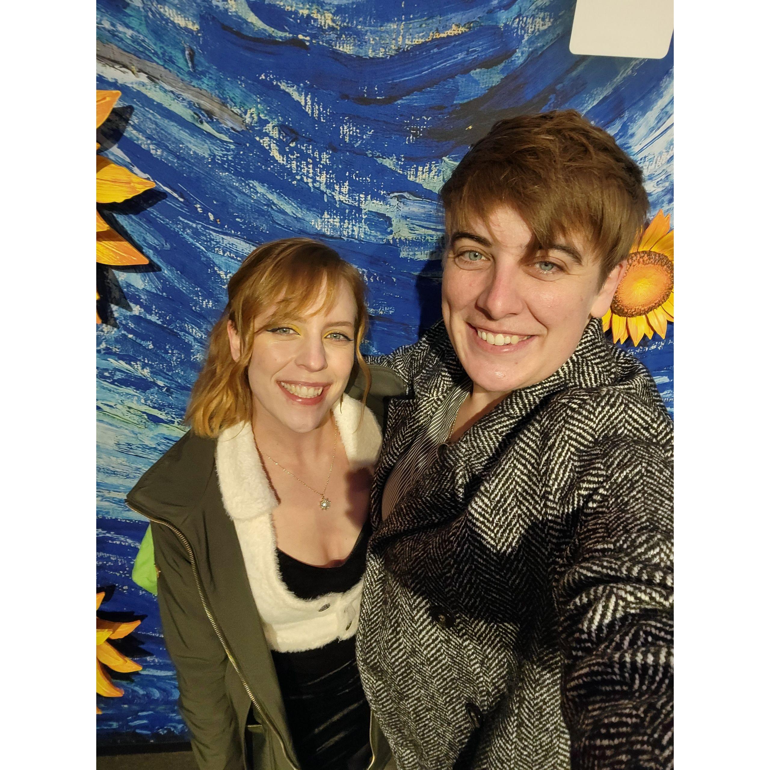 At the Van Gough exhibit in Boston. Whisper bought boots that day for the occasion and one of the heels broke that night!