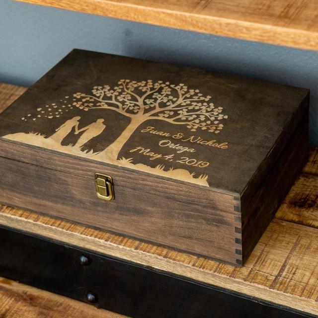 Wood Memory Box, Large Grey with MB7 Design