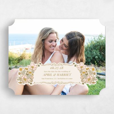 Beige Ticket Wedding Save the Date - Pomeroy Photo