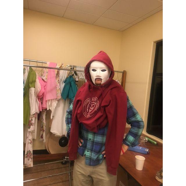 Backstage working on the play we did together