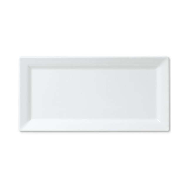 Q Squared Diamond White Melamine 14" x 7" Small Rectangle Platter