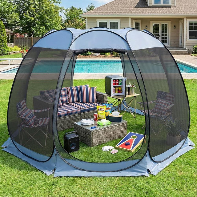 Alvantor Pop Up Screen House Tent, Instant Outdoor Gazebo with Mosquito Netting & UPF 50+ Sun Protection, Portable Canopy Shelter for Patio, Backyard, Camping (2-10 Person)