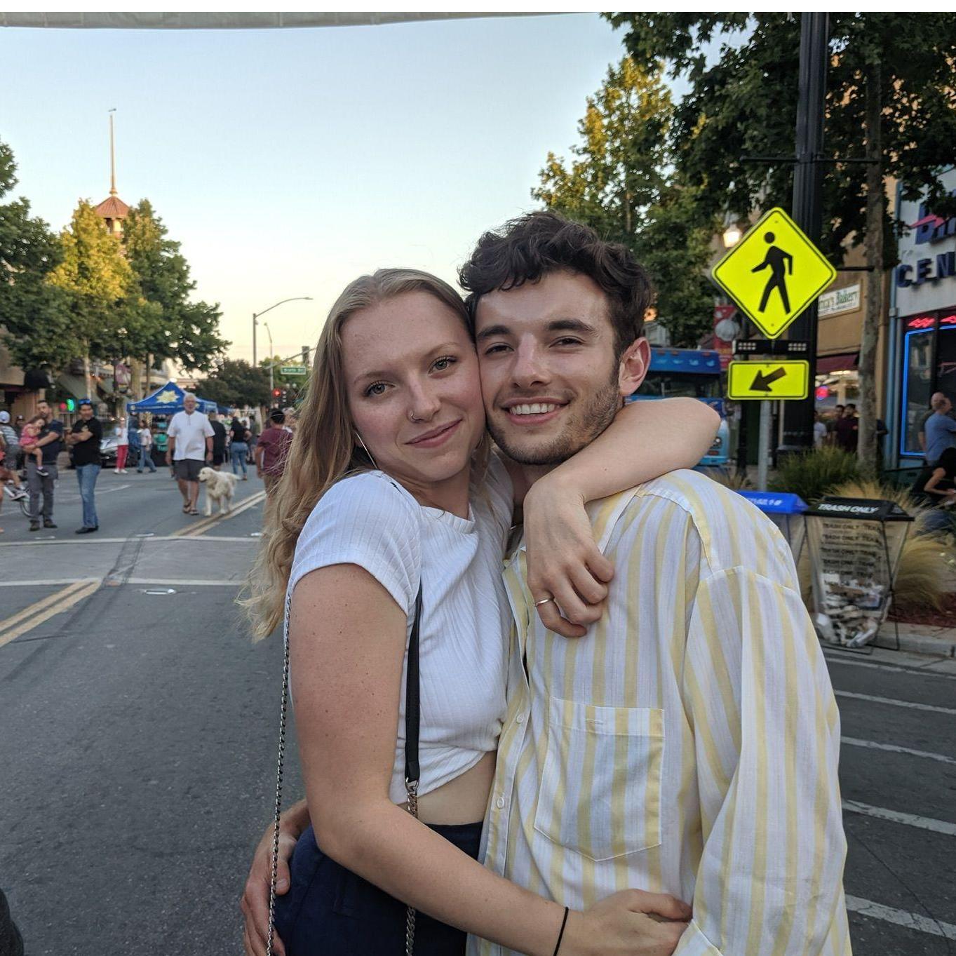 Chase showing Mitchell around downtown Gilroy.