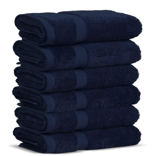 Chakir Turkish Linens 100% Cotton Premium Turkish Towels for Bathroom | 13'' x 13'' (6-Piece Washcloth, Navy Blue)