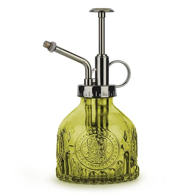 T4U Glass Plant Mister 200ML, Vintage Spray Bottle with Top Pump, Fine Mist Garden Flower Sprayer Small Decorative Spritzer Watering Can Gift for Indoor Outdoor Succulent House Plant (Yellow)