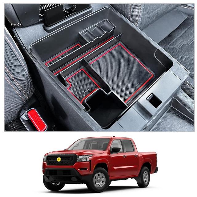 CDEFG for 2022 2023 2024 Frontier Pickup Truck Center Console Organizer Tray 2022-2024 Nisan Frontier Truck Armrest Tray Storage Box Tray Coin Container 2022 2023 2024 Frontier Truck Accessories