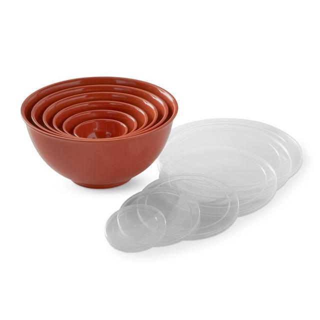 Melamine Mixing Bowls with Lids, Set of 6, Pumpkin