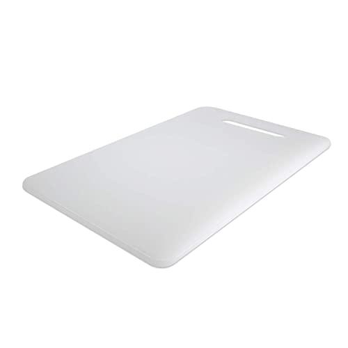 Plastic Utility Cutting Board with Handles, Food Safe PP Material, Lulii BPA Free, Dishwasher Safe, Thick Chopping Board, Large Size (15.5 x 10), Easy Grip Handle, for Kitchen (White)
