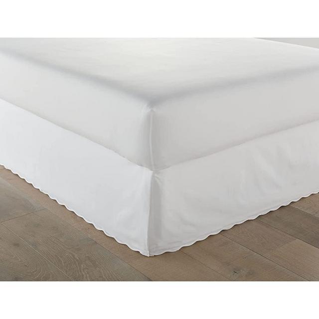 Stone Cottage - King Bedskirt, Cotton Tailored Bedskirt, Simple Stylish Home Decor (Solid White, King)