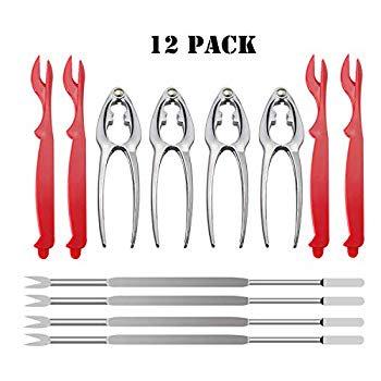 Seafood Tools Nutcrackers Set Crab Lobster Crackers Tools including 4 Crab Crackers 4 Lobster Shellers and 4 Forks