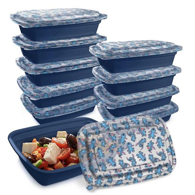 Disney Meal Prep Containers - 20-Piece Reusable Food Containers with Lids - Freezer, Microwave & Dishwasher Safe - Featuring Mickey & Minnie, Lilo & Stitch