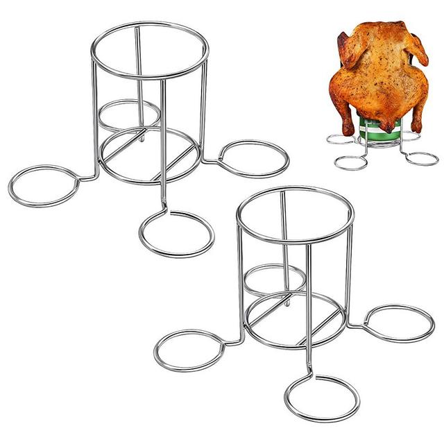 Chicken Holder Pack of 2, OVERTANG Stainless Steel Beer Can Chicken Holders Rack Stand for Grill, Roaster, Smoker, Oven, BBQ, Silver