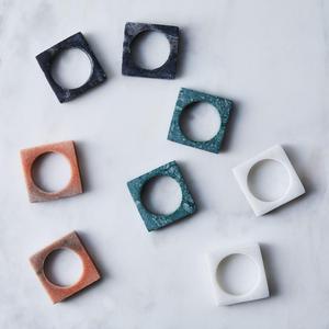 Modernist Marble Napkin Rings (Set of 2) - White