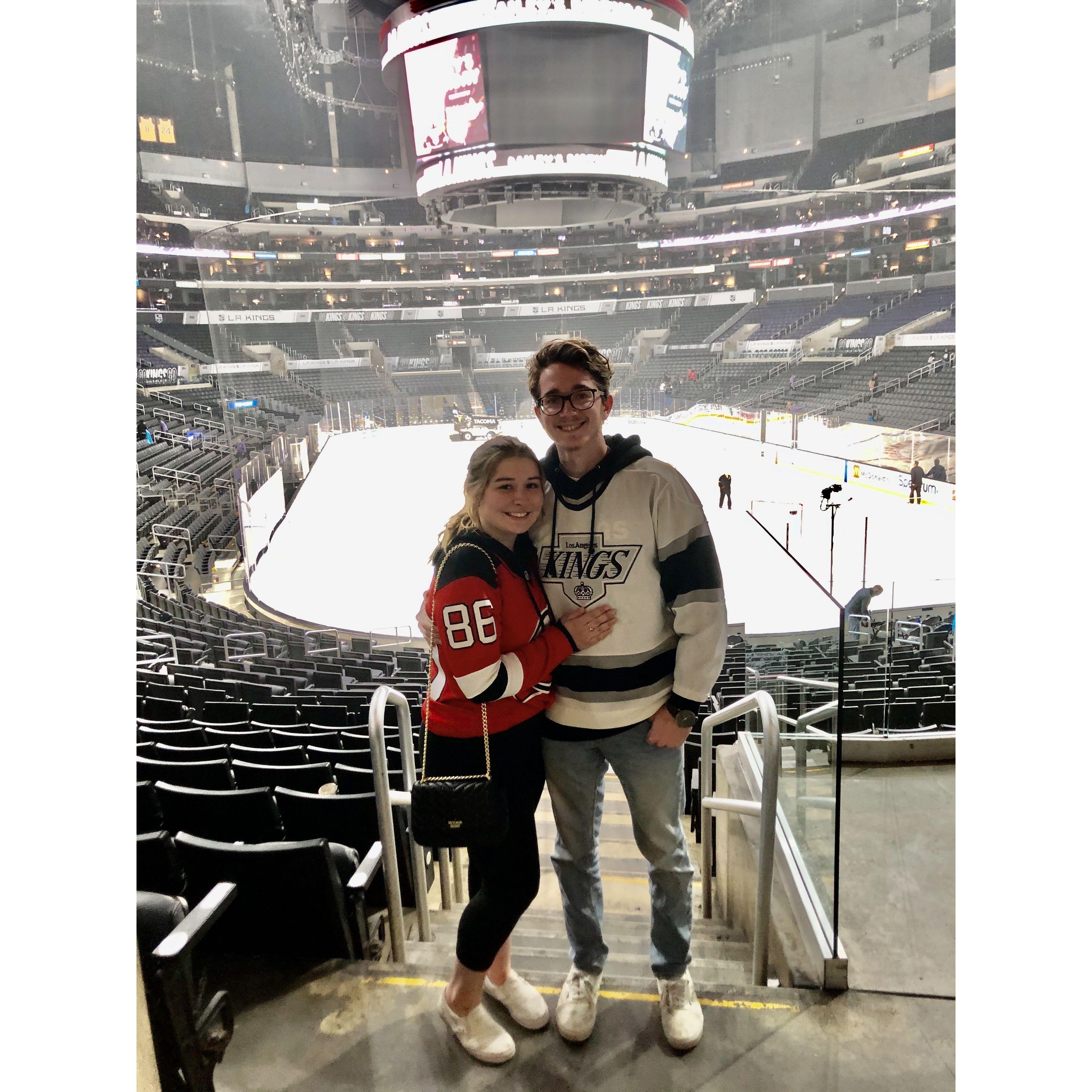Ben shared his love of hockey with Emily who instantly became a fan on her own. The two have been to countless Ontario Reign Games and always have hockey on during the season.