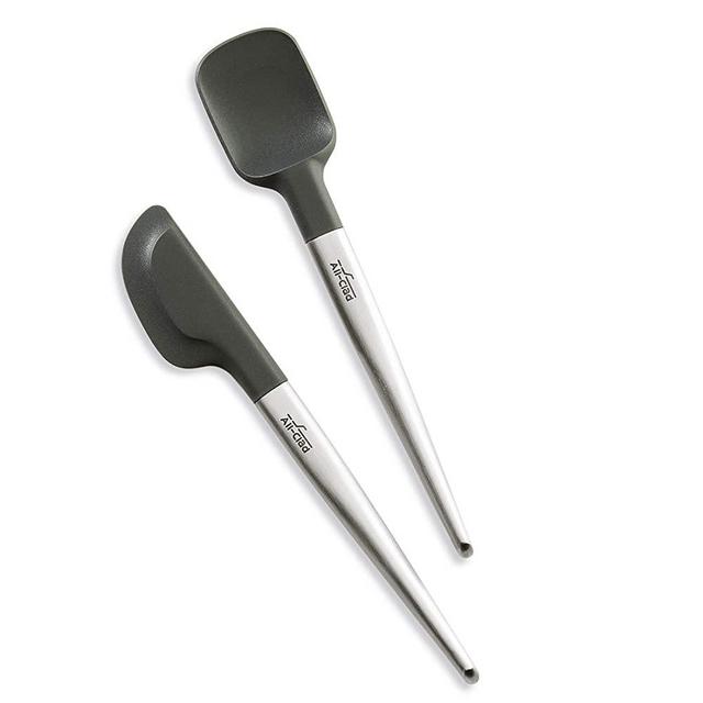 All Clad Silicone Tools 2-Piece Mini Set For Cooking, Baking And Serving, Stainless Steel and Black