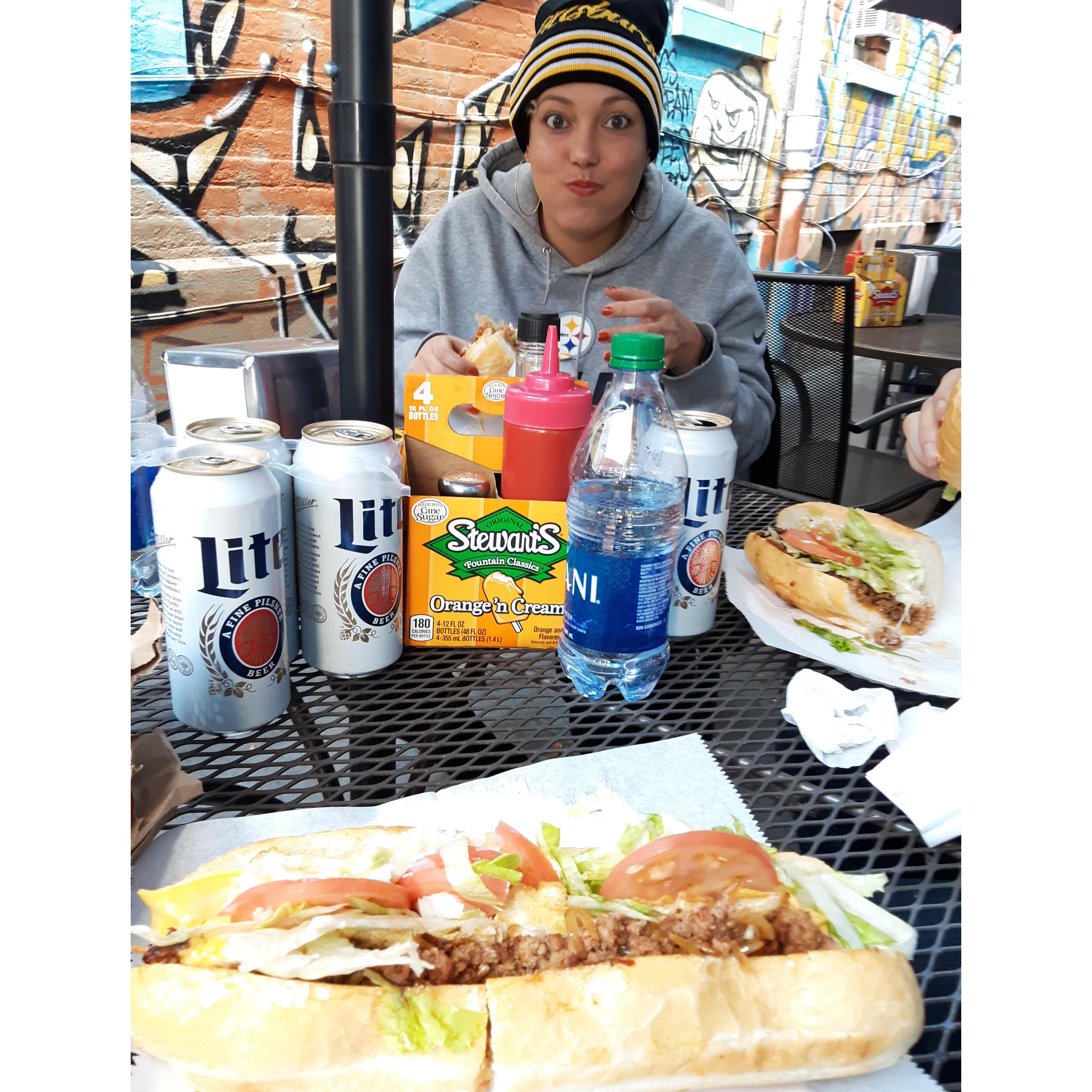 Stuffing our face before the Steeler's game