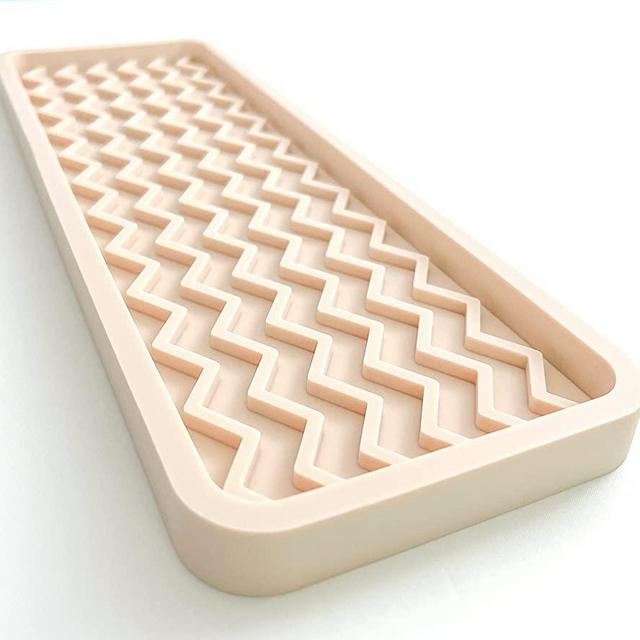 Happitasa Silicone Kitchen Sink Organizer Tray and Sponge Holder | Zigzag Style (SAND DOLLAR, 12" x 4")
