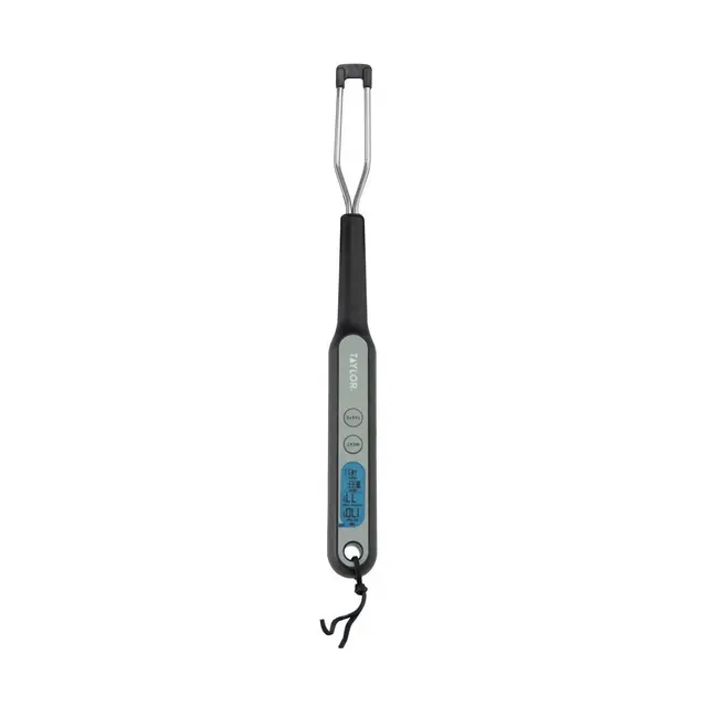 Taylor Programmable Digital Fork Cooking Thermometer: Gray, Reads Celsius & Fahrenheit, Backlit Display, -14 to 230°F
