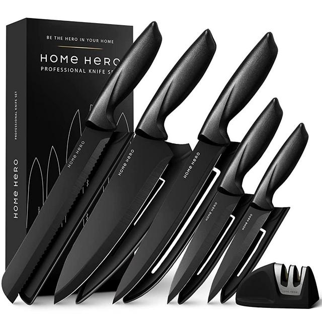 Home Hero 11-Pcs Knife Set, Kitchen Knife Set - Fruit Knives - Knives Set for Kitchen, Kitchen Knife Sets, Knife with Sheath, Butcher Knife Set, Cooking Knife Set - Kitchen Knives