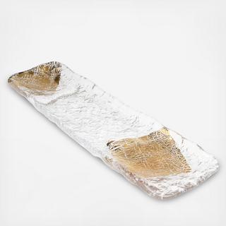 Gold Leaf Rectangular Glass Platter