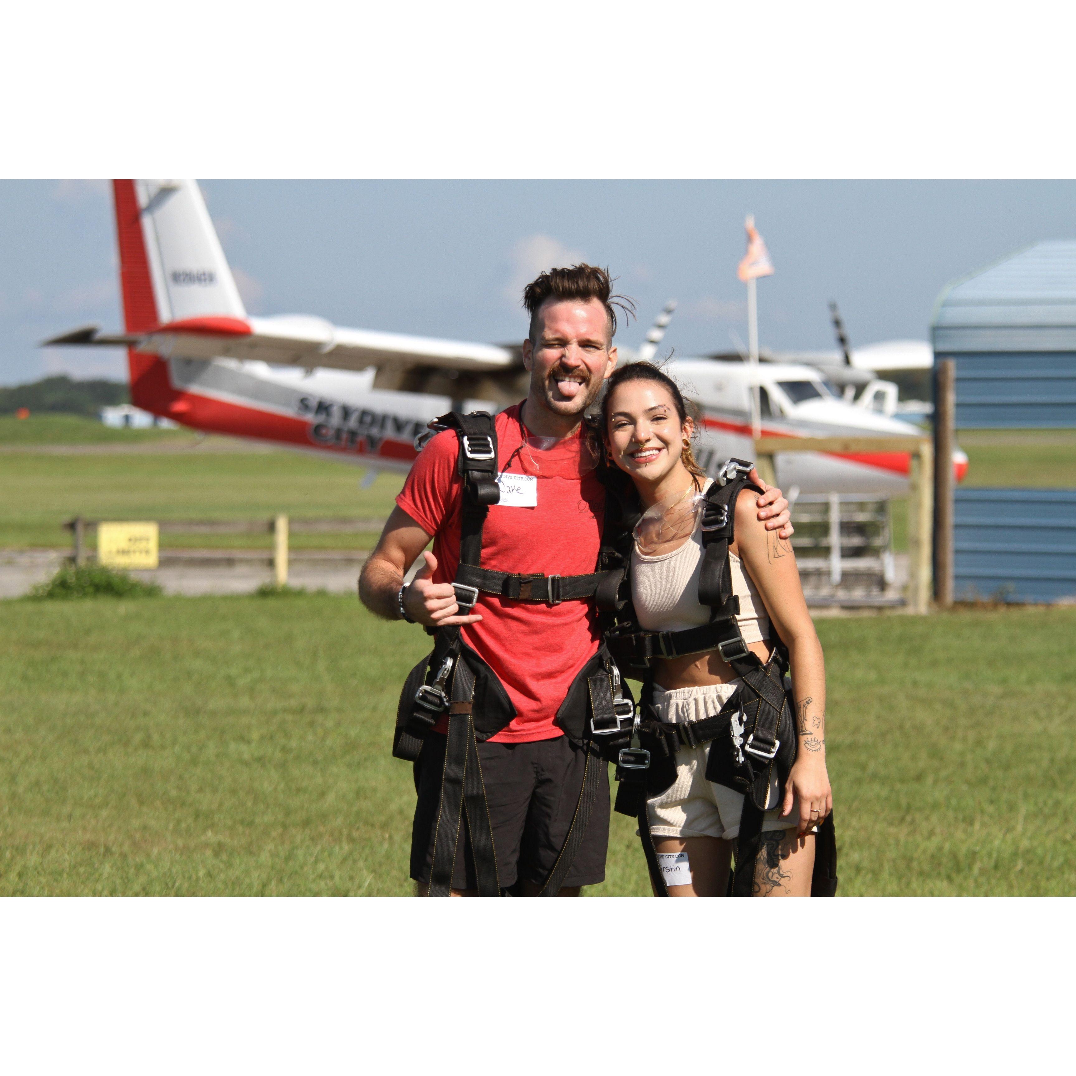 Our first time skydiving together