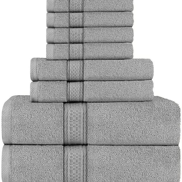 Utopia Towels Cool Grey, Towel Set, 2 Bath Towels, 2 Hand Towels, and 4 Washcloths, 600 GSM Ring Spun Cotton Highly Absorbent Towels for Bathroom, Shower Towel, (Pack of 8)