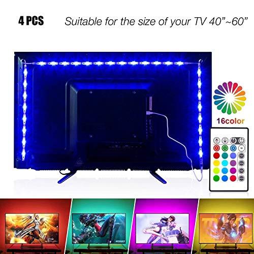 Led Strip Lights 6.56ft for 40-60in TV, PANGTON VILLA USB LED TV Backlight Kit with Remote - 16 Color Changing 5050 Leds Bias Lighting for HDTV
