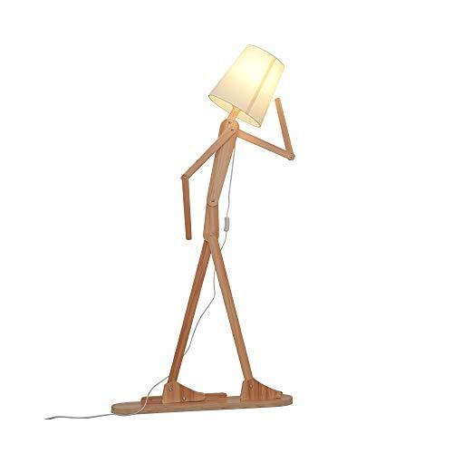 HROOME Modern Contemporary Decorative Wooden Floor Lamp Light with Fold White Fabric Shade Adjustable Height Standing Light for Living Room Bedroom Office 160cm Unique Design (Ash)