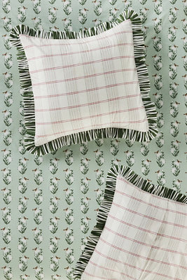 Zelda Cotton Floral Stripe Ruffle Printed Euro Sham