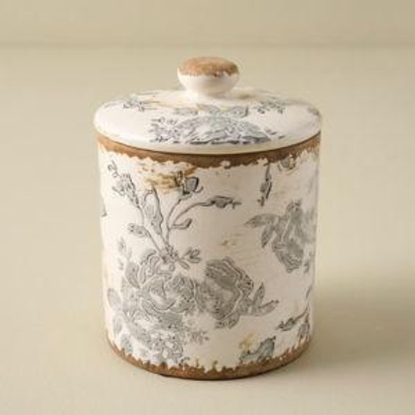 Dusty Blue and White Distressed Canisters - Small