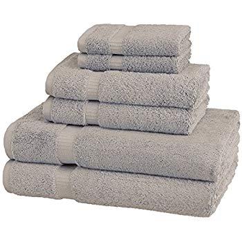 Pinzon Organic Cotton Bathroom Towels, 6 Piece Set, Marble Grey