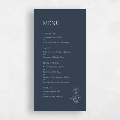 Blue Greenery Wedding Menu - Creston