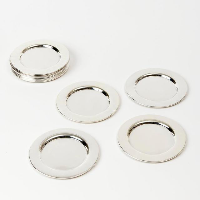 SET OF 4 VINTAGE ENGLISH SILVER COCKTAIL PLATES