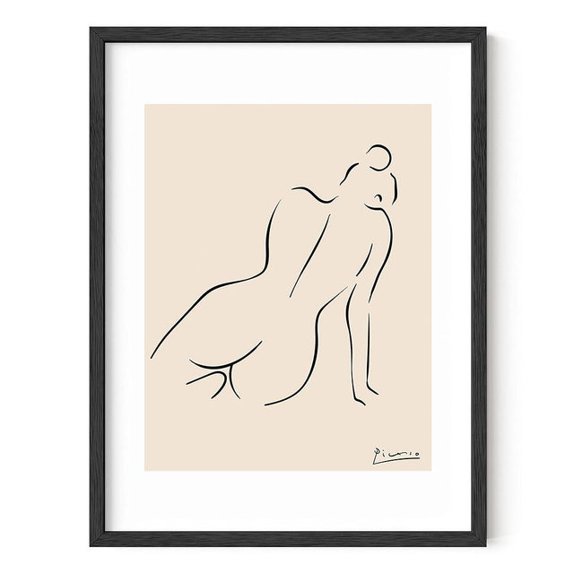 HAUS AND HUES Picasso Line Drawing Abstract Woman Wall Art Pablo Picasso Artwork Wall Art Woman Silhouette Black Minimalist Female Body Fine Line Art UNFRAMED 12"x16" (Picasso Nude Line Art)