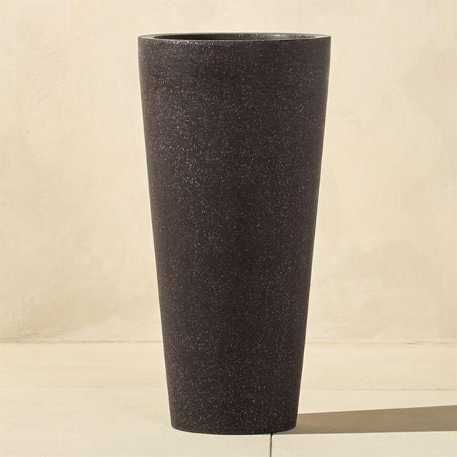 CB2 Shore Tall Polyterrazzo Large Black Planter - 14 x 28 Size, Black Color