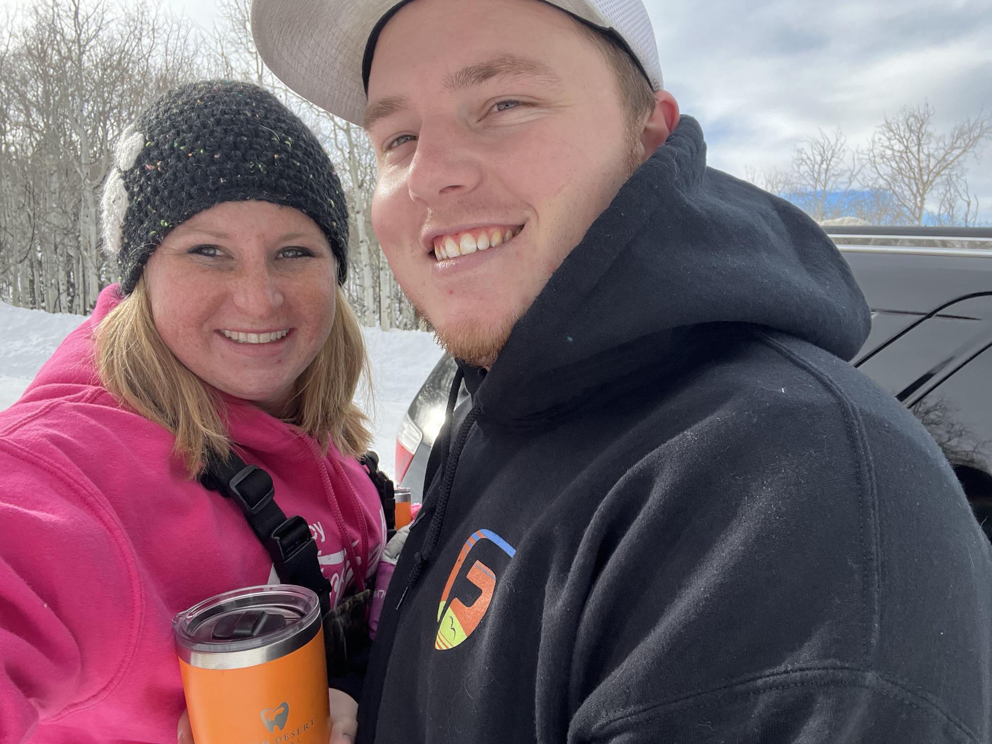 Sledding (and digging out) before he popped the question