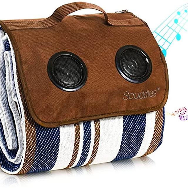 Scuddles Picnic Outdoor Blanket Park Blanket Beach Mat Play Your Favorite Songs Oversized Seats Adults Water Resistant Picnic Mat (60 X 81, Blue)