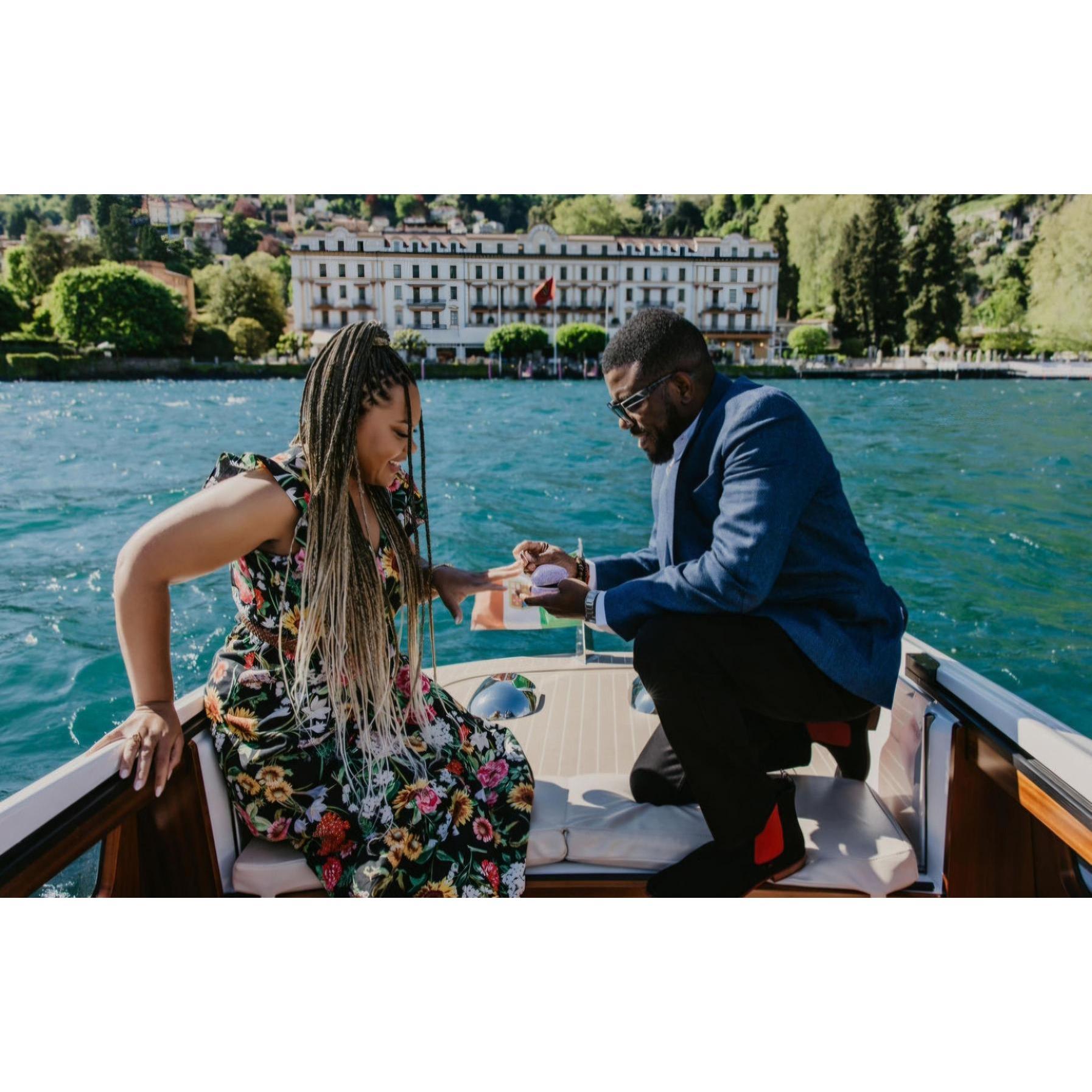 Getting engaged in Lake Como, Italy.
