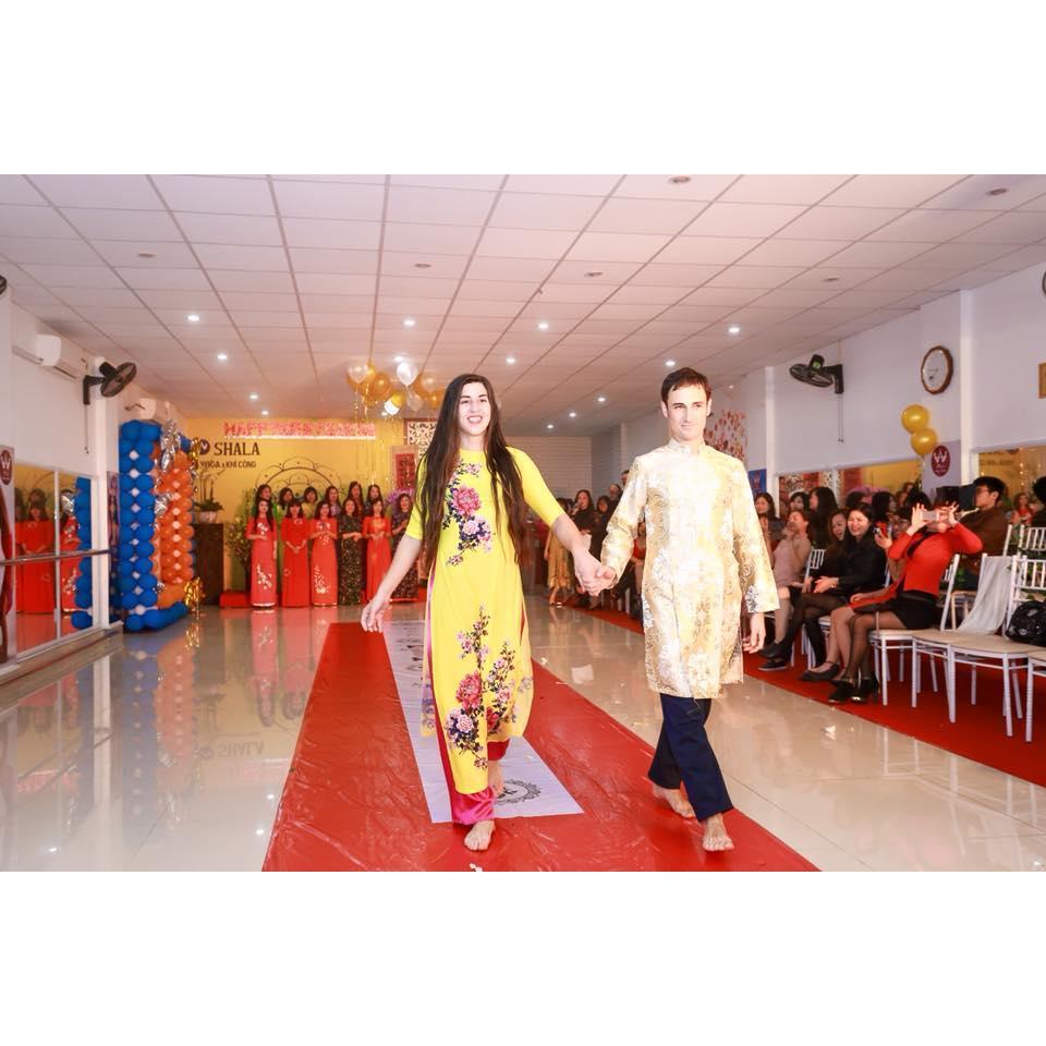 Modeling in Vietnam. Custom made “Ao Zai.” We were the only couple in this fashion show in Hai Phong. It was a NYE’18 Celebration, at the yogashala we were members of called “Shala Yoga & Chi Gong.”