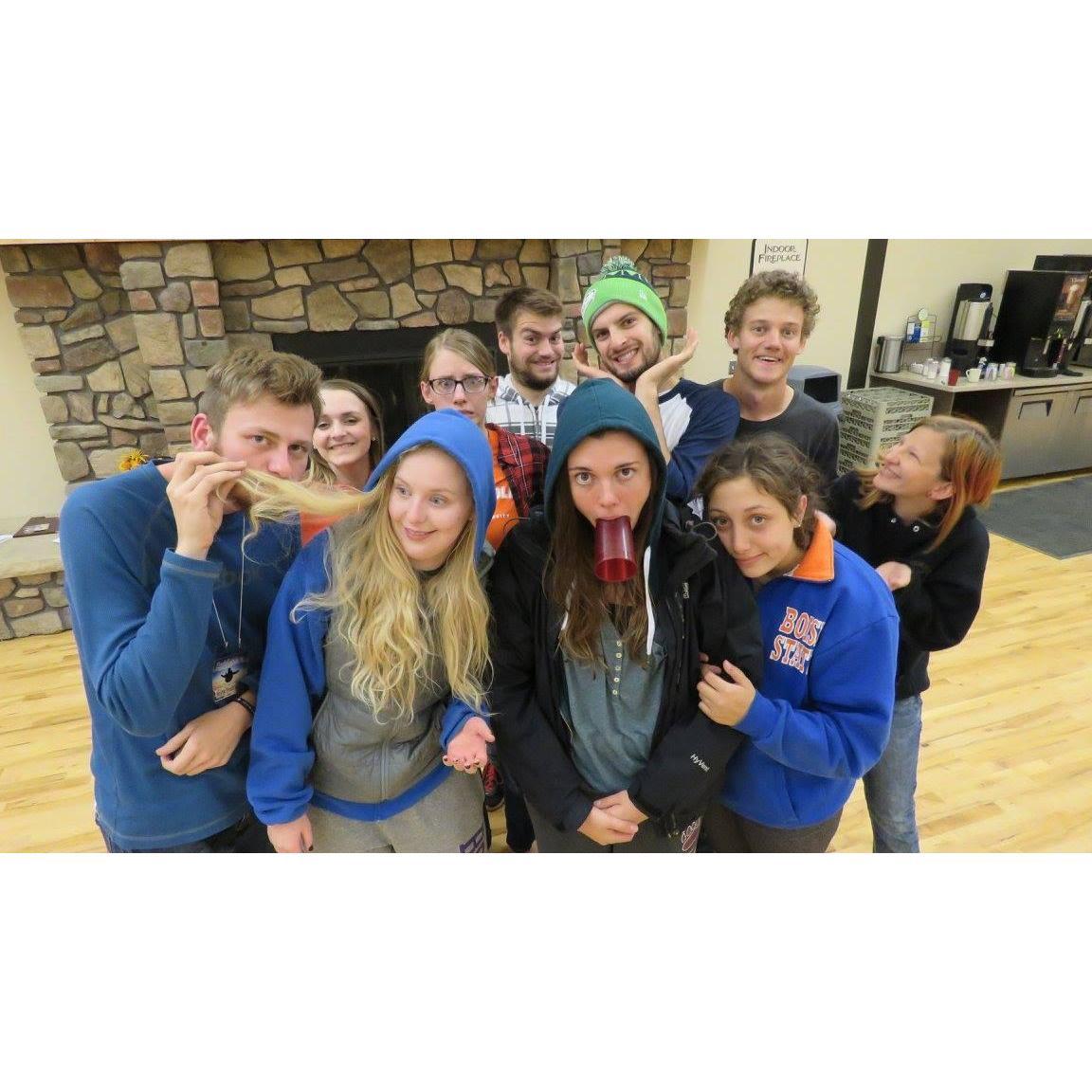 Some of our favorite memories are from Bronco Catholic retreats, including this weird moment (2016)