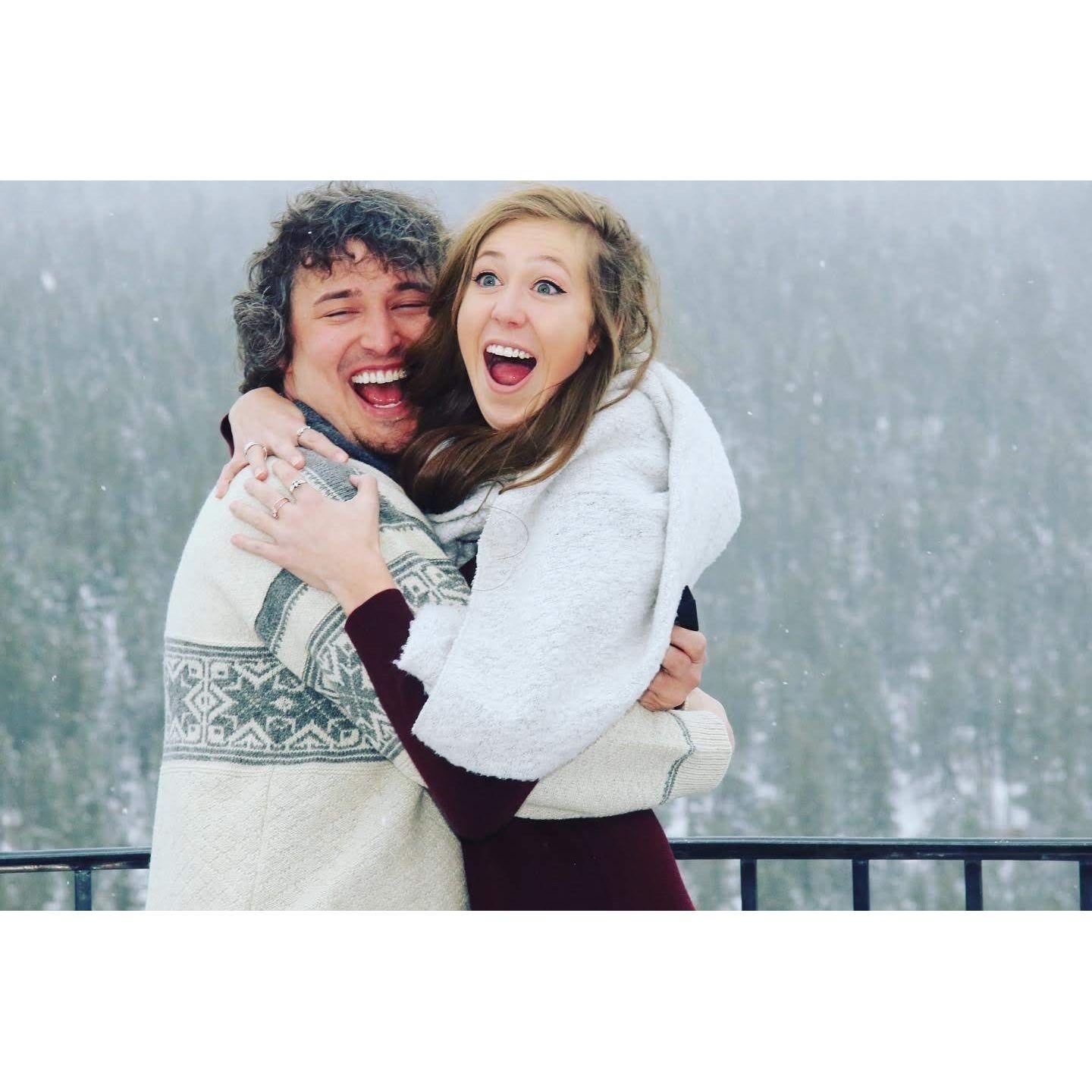 The snow started coming down right as he proposed