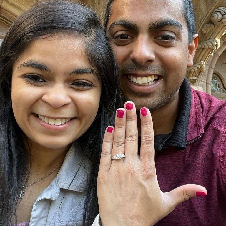 Phil proposed to Pooja on Father's Day (June 19th, 2022) at Princeton University