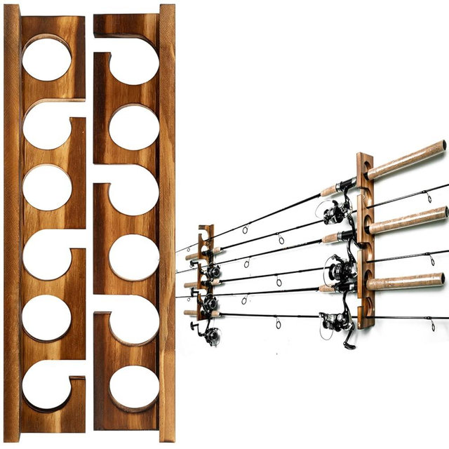 Ghosthorn Holds Up to 12 Rods Fishing Pole Rod Racks Wall or Ceiling Mounted Fishing Pole Rod Holders for Garage Storage Organizer Fishing Gear Equipment Gifts for Men Women